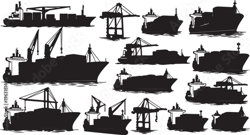 Vintage sail ship icon set. Vector illustration.