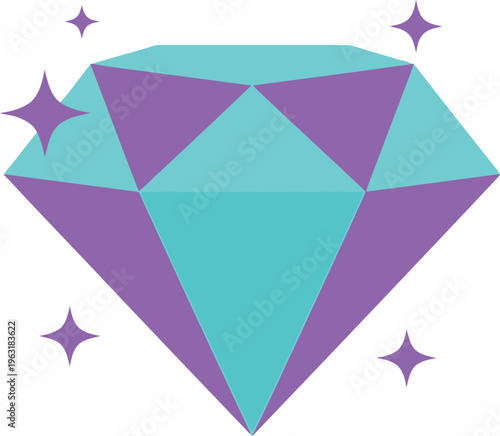 Sparkling diamond gem, precious gemstone, brilliant cut, jewelry element, luxury symbol with glitter effect