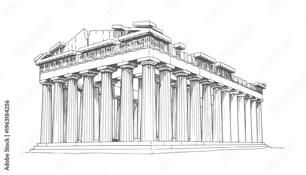 Fototapeta premium Ancient Greek Parthenon temple with Doric columns and entablature architecture building
