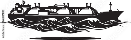 Sailing old ship silhouette. Vector