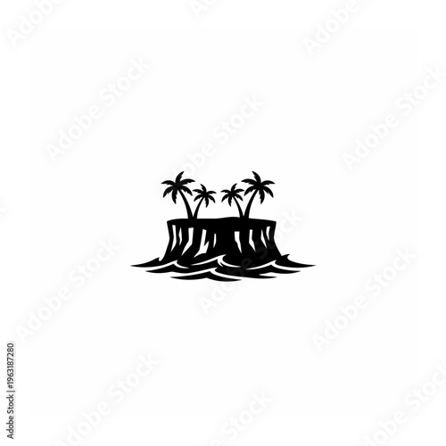 Island tree stump with palm trees