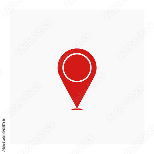 Red map pin location marker icon with web design