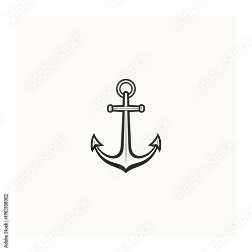 Classic nautical anchor line art icon