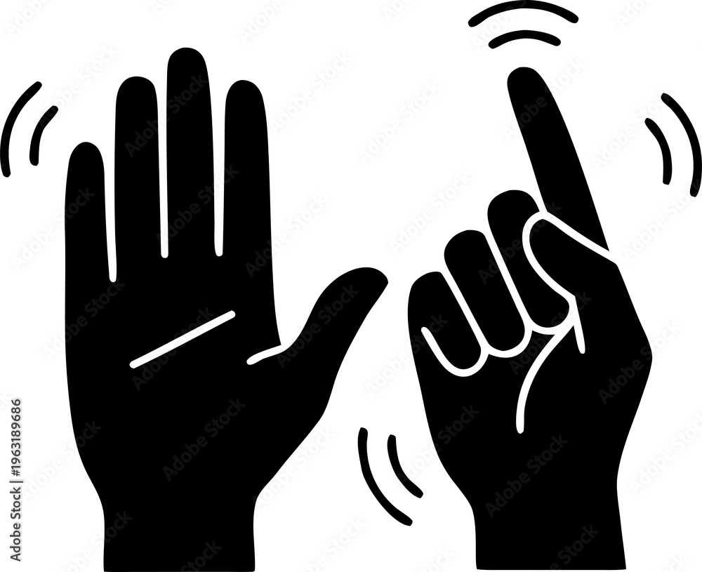 Obraz premium Counting Gesture in Brazilian Sign Language Minimalist Illustration