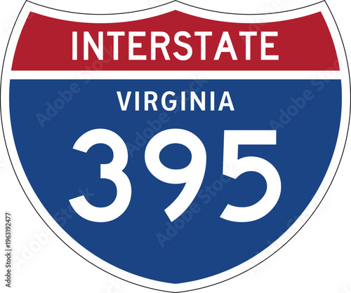 Interstate 395 Virginia US Interstate Highway Route Shield Vector Illustration Graphic

