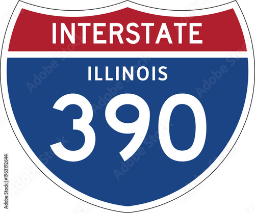 Interstate 390 Illinois US Interstate Highway Route Shield Vector Illustration Graphic
