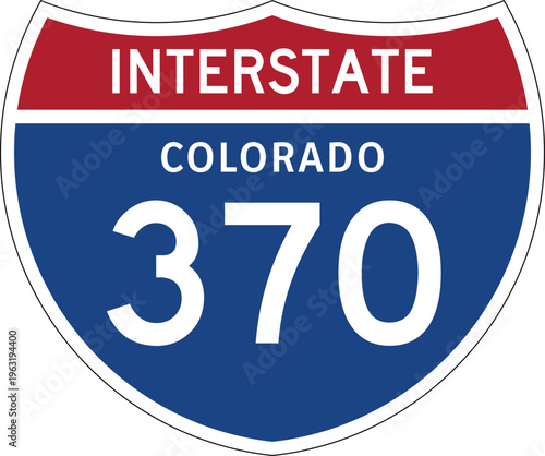 Interstate 370 Colorado US Interstate Highway Route Shield Vector Illustration Graphic
