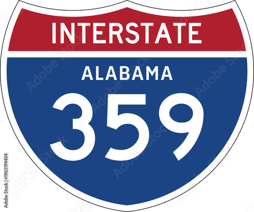 Interstate 359 Alabama US Interstate Highway Route Shield Vector Illustration Graphic
