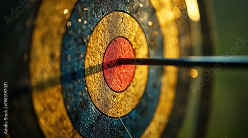 Arrow in target center, sunlit