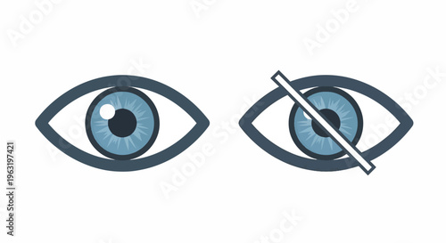 Blue eyes with one covered by a line