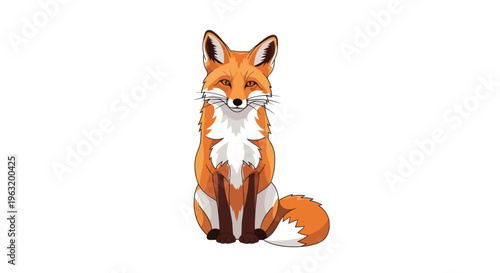 Cute cartoon red fox sitting.