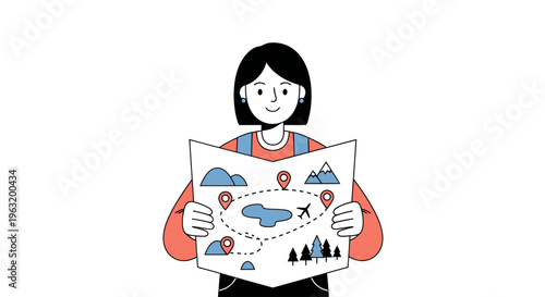 Woman holding a map smiling.