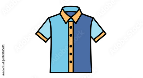 Colorful short sleeved button down shirt.