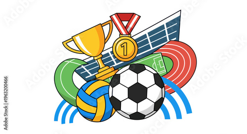 Soccer Ball Sports Trophy Medal.