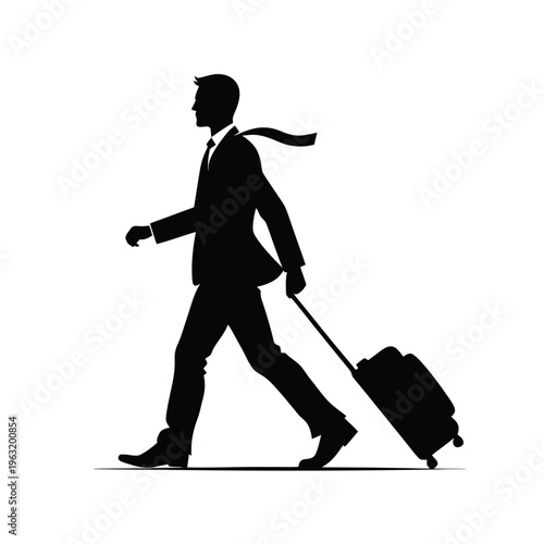 Businessman Walking with Suitcase Silhouette Vector – Professional Travel and Corporate Movement Concept