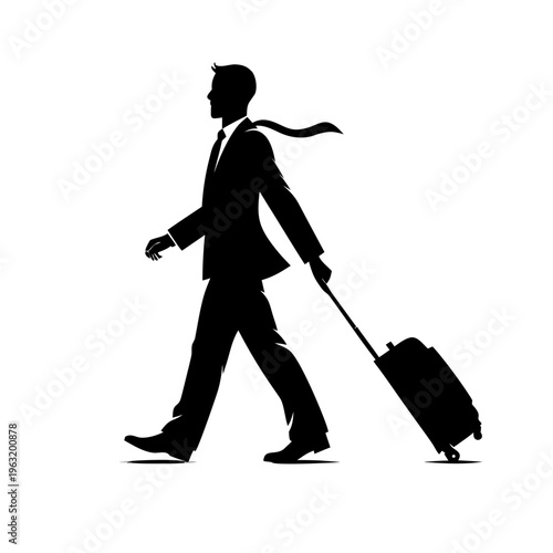 Businessman Walking with Suitcase Silhouette Vector – Professional Travel and Corporate Movement Concept