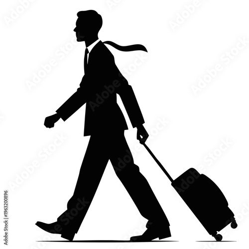 Businessman Walking with Suitcase Silhouette Vector – Professional Travel and Corporate Movement Concept