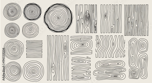 Wood grain patterns and textures in various shapes and designs
