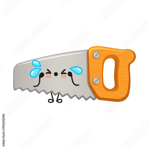 Crying hand saw character feeling sad emotion