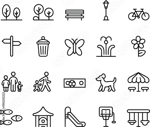 Black  line of park and outdoor recreational activities line park