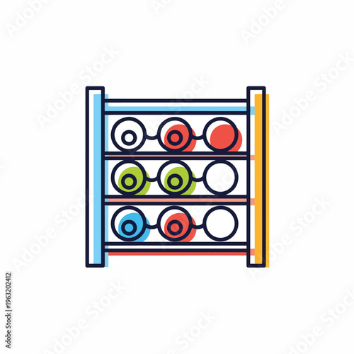 Colorful pegboard with round holes and pegs