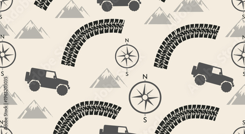 Black jeep on beige background.