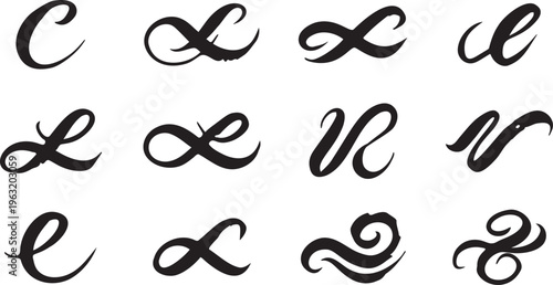 Abstract Black Ink Brush Strokes and Grunge Texture Elements.