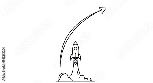 Rocket Ship Launching into Space.