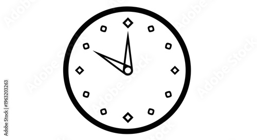 Simple Black and White Clock Face.