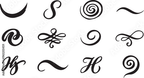 Abstract Black Ink Brush Strokes and Grunge Texture Elements.