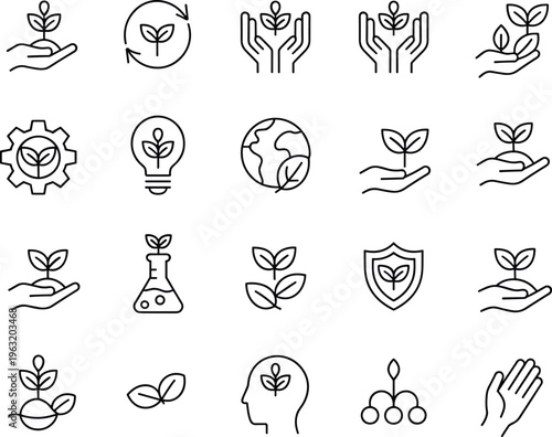 Eco friendly with plants and hands  leaf green