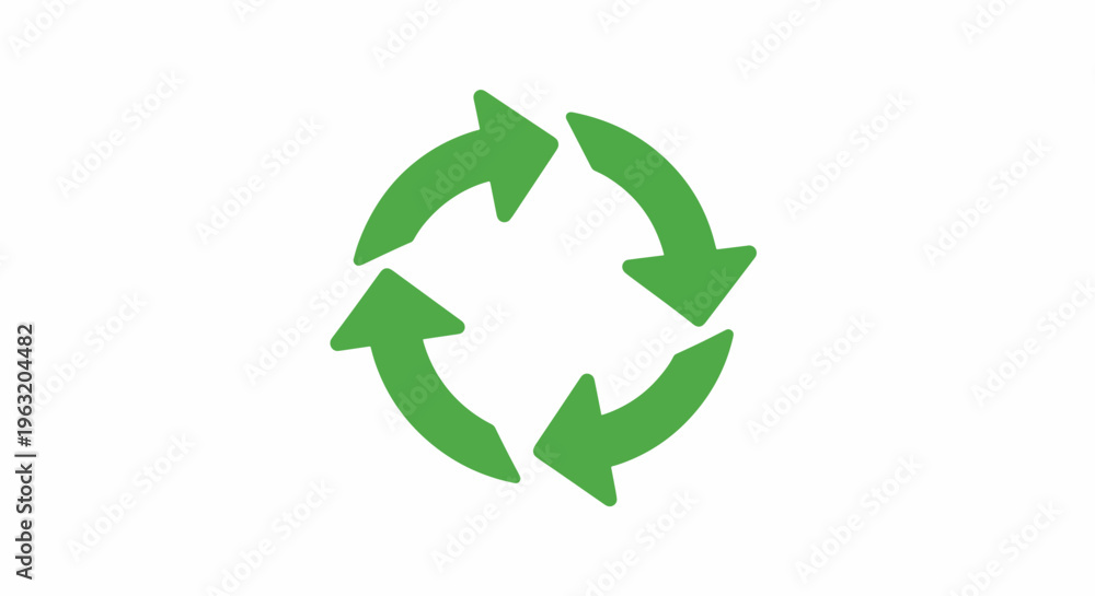 Obraz premium Green Recycling Symbol With Three Arrows Circular Motion