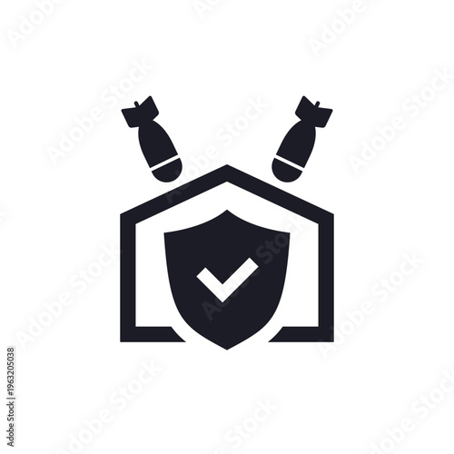 bomb shelter icon with bunker and shield