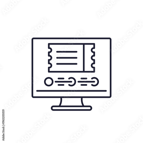 buy tickets online icon, line design on white