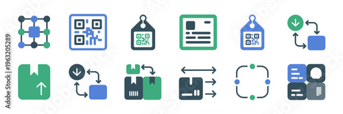 Blockchain tracing and supply chain passport icons – Great for logistics tracking, sustainability tech, and web3 apps.