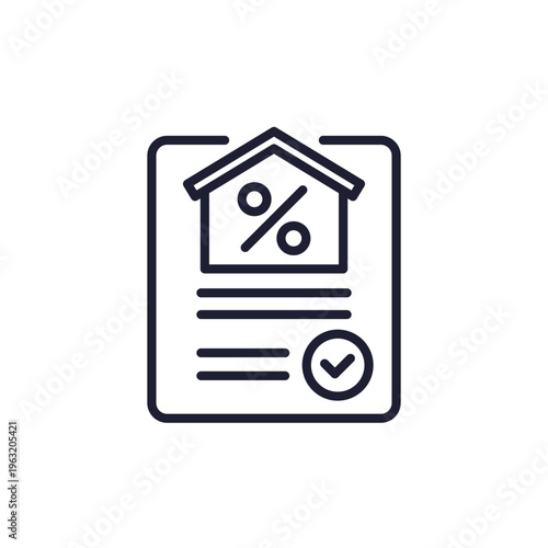 mortgage application line icon, house loan approval document