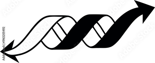 Dna double helix with arrow pointing upward and downward