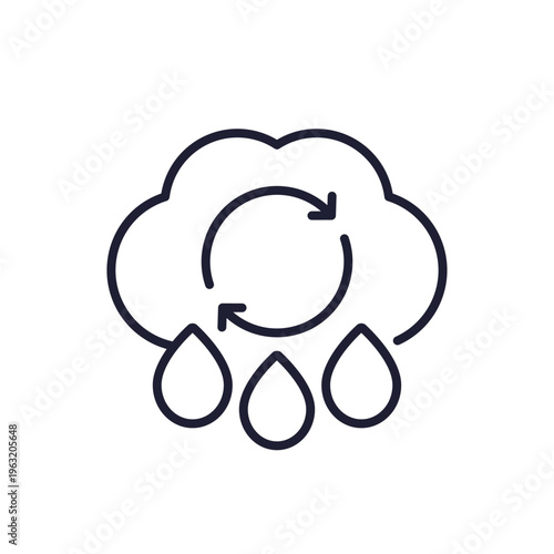 rainwater harvesting line icon on white