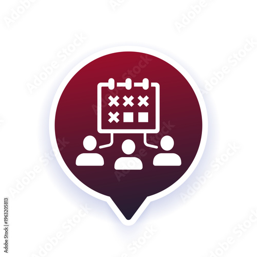 absence or attendance vector icon with people and calendar