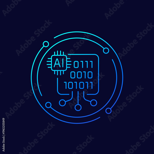 AI-generated data icon, linear design