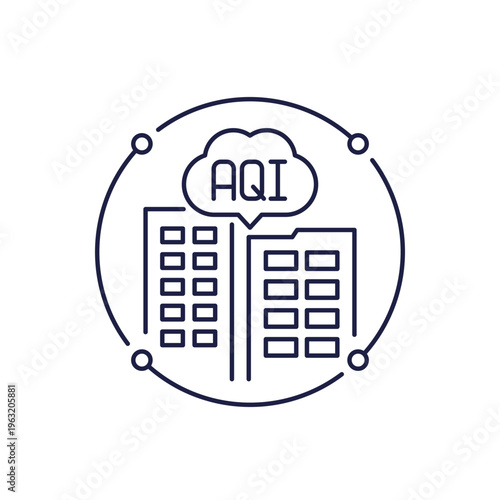 AQI icon in line design, Air quality index in a city