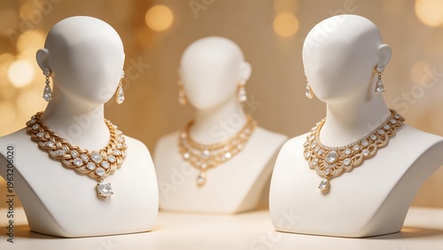 Mannequin busts with gold jewelry