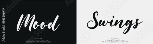 Mood Swings, Beauty Luxury Script font alphabet logo. Typography beautiful fashion elegant classic letters serif italic fonts decorative wedding vintage retro logos. vector illustration

