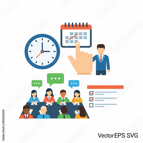 Business people discussing schedule and deadlines at meeting