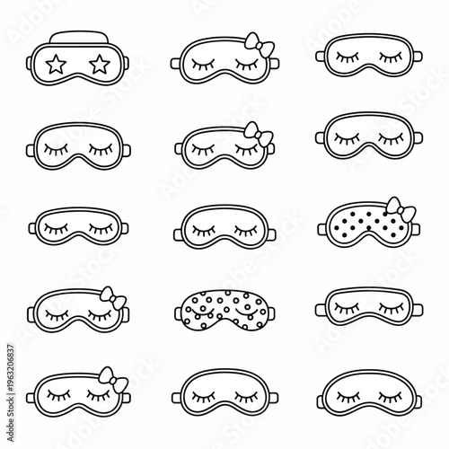 Sleep masks in various designs and patterns for rest and relaxation