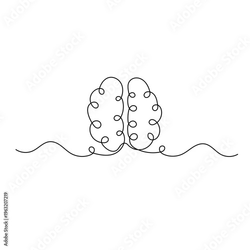 Modern line art illustration of a human brain showing intelligence and logic
