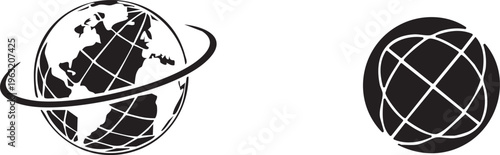 Global Communication and International Network Orbit Icons