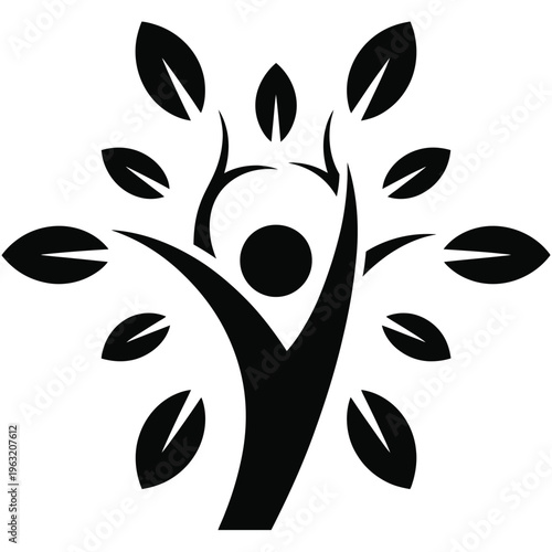 Black and white abstract floral tattoo vector illustration