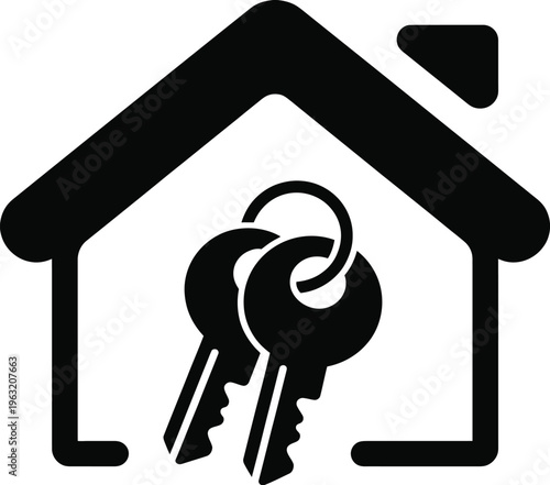 House key with house icon illustration