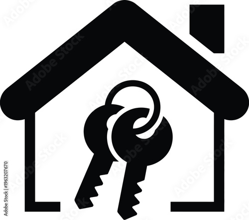 House key and real estate icon vector illustration